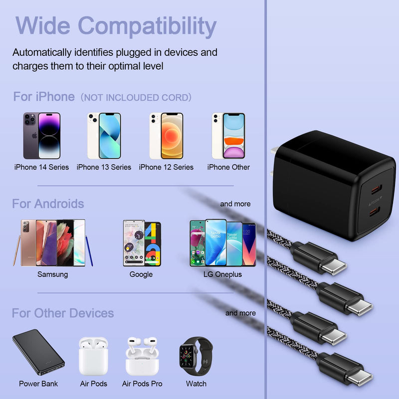[Australia - AusPower] - Samsung Galaxy A54 5G Super Fast Charger 40W Android Phone Charger for A53 A13 A14 5G A34 S23Ultra S22 Google Pixel 7Pro 7a 7, Cell Phone Chargers Power Adapters Type C Charging USB C Block 2X6FT Cord 