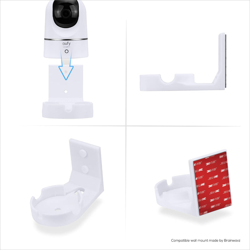 [Australia - AusPower] - Wall Mount Compatible for Eufy S220 Indoor Camera (T84 10X), Adhesive Security Camera Holder Bracket, Reduce Blind Spots & Clutter, Adhesive & Screw-in Mounting - Easy to Install (White) 