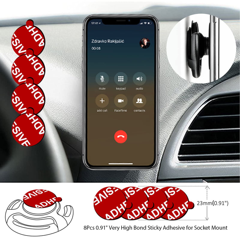 [Australia - AusPower] - 8 Pack Sticky Adhesive Compatible with Socket Mount Base, PKYAA Double-Sided Replacement Tape for Car Magnetic Phone Holder, 4 Pack Sticker Pads for Collapsible Grip & Stand Base 