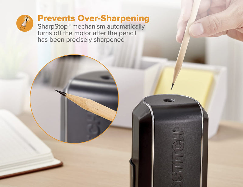[Australia - AusPower] - Bostitch Vertical Electric Pencil Sharpener, Powerful Stall-Free Motor, Prevents Over-Sharpening, Black (EPS5V-BLK) 