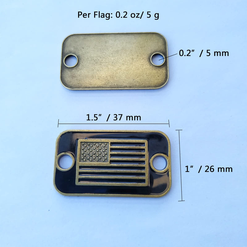 [Australia - AusPower] - SU LIFE Bronze USA Flag Rectangular Paracord Bracelet Accessories or Shoelace Decoration Alloy Rectangle with Rounded Corners and 2 Holes 