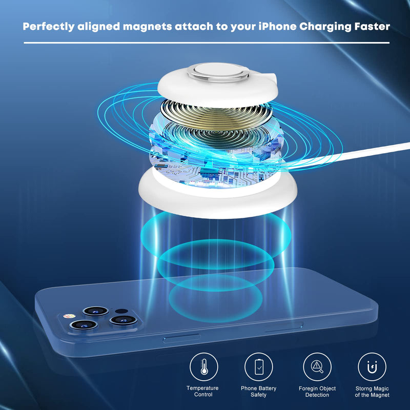 [Australia - AusPower] - Magnetic Wireless Charger for iPhone 13 Pro Max/iPhone 12 Pro Max/Pro 15W Fast Wireless Charging Pad with USB-C 20W PD Adapter, Compatible with MagSafe Wireless Charger for iPhone 13/12/Mini White 