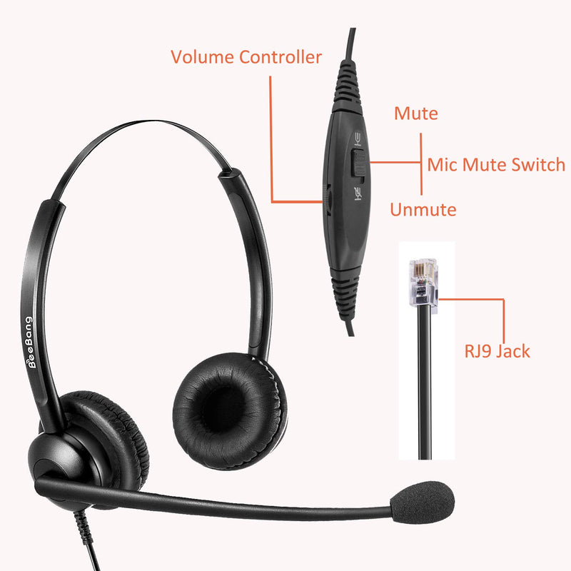 [Australia - AusPower] - Telephone Headset with Microphone Noise Canceling, Call Center Office Headset RJ9 Jack with Mic Mute & Volume Control for Cisco Landline Phone 6941 7841 7941 7942 7945 7960 7961 7962 7965 8845 8945 