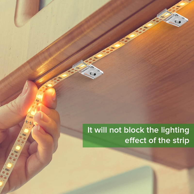 [Australia - AusPower] - Hysmigor transparent Strip Light Clips,Self Adhesive with Screws Mounting Holder, 50Pack LED Strong Fixing Clips For 0.39in/10mm Width IP30/65 SMD COB Strip Lights,Fairy Lights,String Light,Wire,Cable 50 10mm/0.39in 