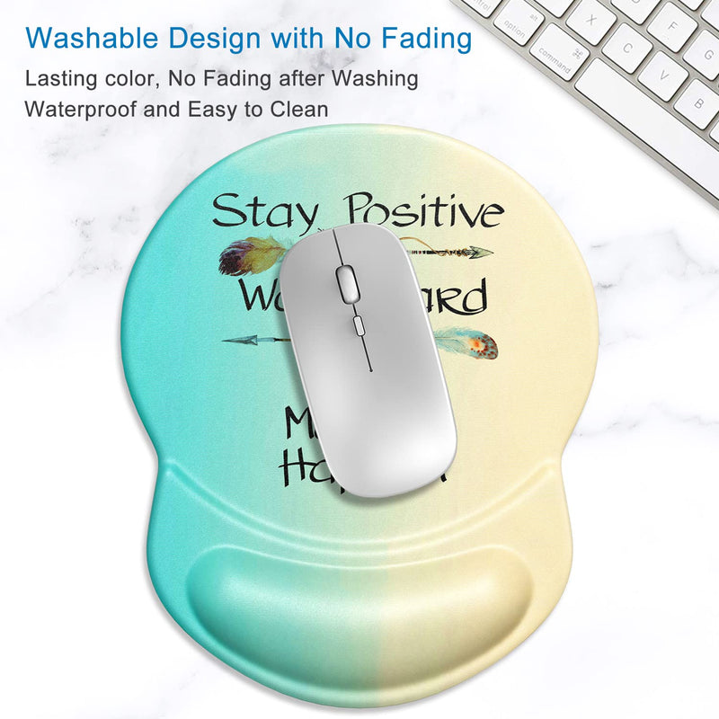[Australia - AusPower] - ITNRSIIET Ergonomic Mouse Pad with Gel Wrist Rest Support, Stay Positive Work Hard and Make It Happen Arrow Print Inspirational Quote Mouse Pad, Non-Slip PU Base for Computer, Laptop, Home, Office 