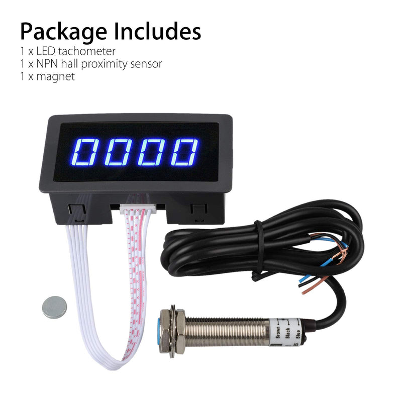 [Australia - AusPower] - EEEkit 4 Digital Red/Blue LED Tachometer RPM Speed Meter + Hall Proximity Switch Sensor NPN Led Panels Digital Led Module Blue 