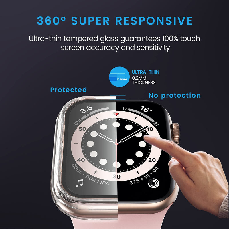 [Australia - AusPower] - CUZOW for Apple Watch Case for Series 6/SE/5/4 with HD Clear Tempered Glass Screen Protector 44mm, Ultra Thin Bumper Cover Protector for iWatch Accessories Women Men GPS, Clear Apple Watch Case clear pink 