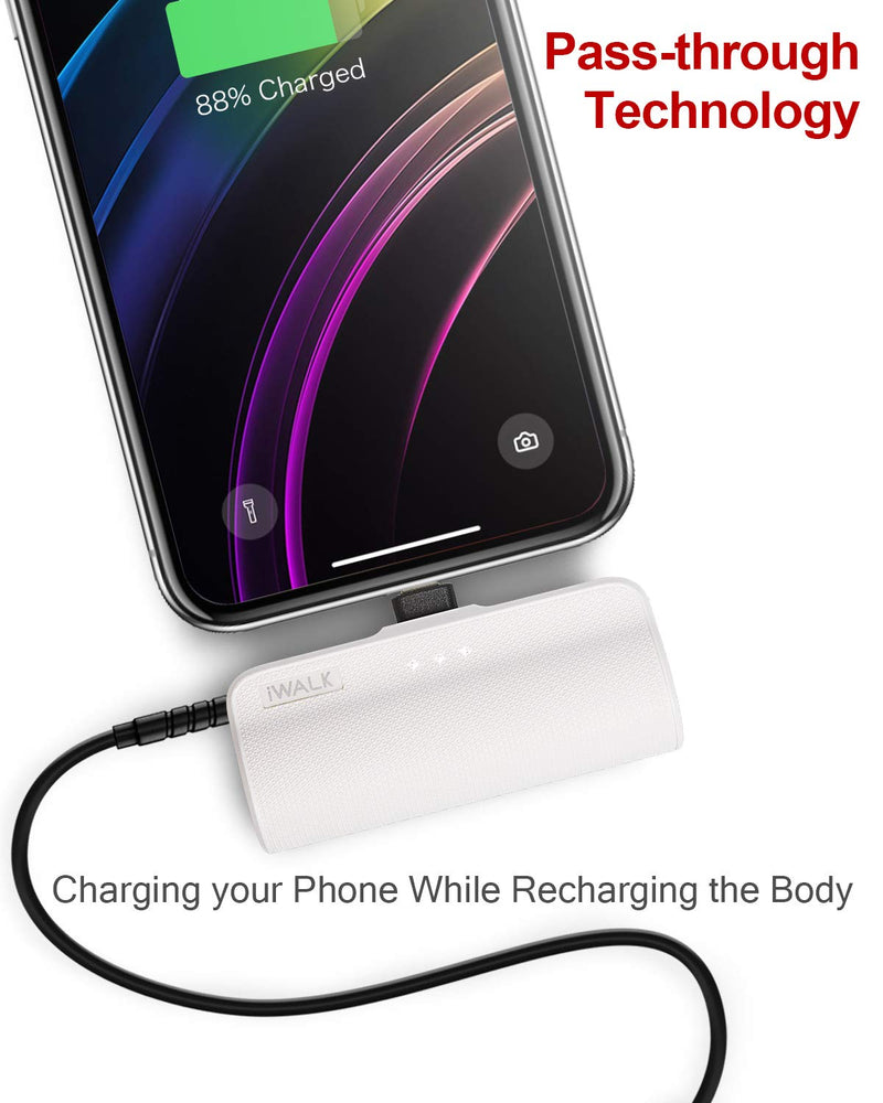 [Australia - AusPower] - iWALK Mini Portable Charger for iPhone with Built in Cable[Upgraded], 3350mAh Ultra-Compact Power Bank Samll Battery Pack Charger Compatible with iPhone 13/12/12 Pro Max/11 Pro/8/7 Airpods, White 