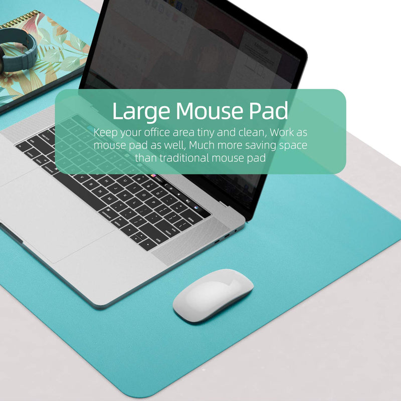 [Australia - AusPower] - YSAGi Multifunctional Office Desk Pad, Ultra Thin Waterproof PU Leather Mouse Pad, Dual Use Desk Writing Mat for Office/Home (31.5" x 15.7", Calamine Blue+Cobalt Green) 31.5" x 15.7" 