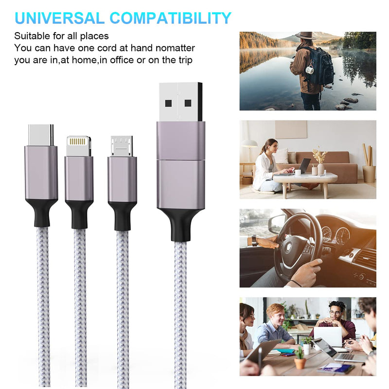 [Australia - AusPower] - Multi 5 in 1 Universal USB C Fast Charging Cable 10FT/3M USB Long iPhone Charger Cord USB A/C to Lightning +Type C+Micro USB Nylon Braided Sync Charger Cord Adapter for Android/iPhone/Tablets MY-MA-HDK071 