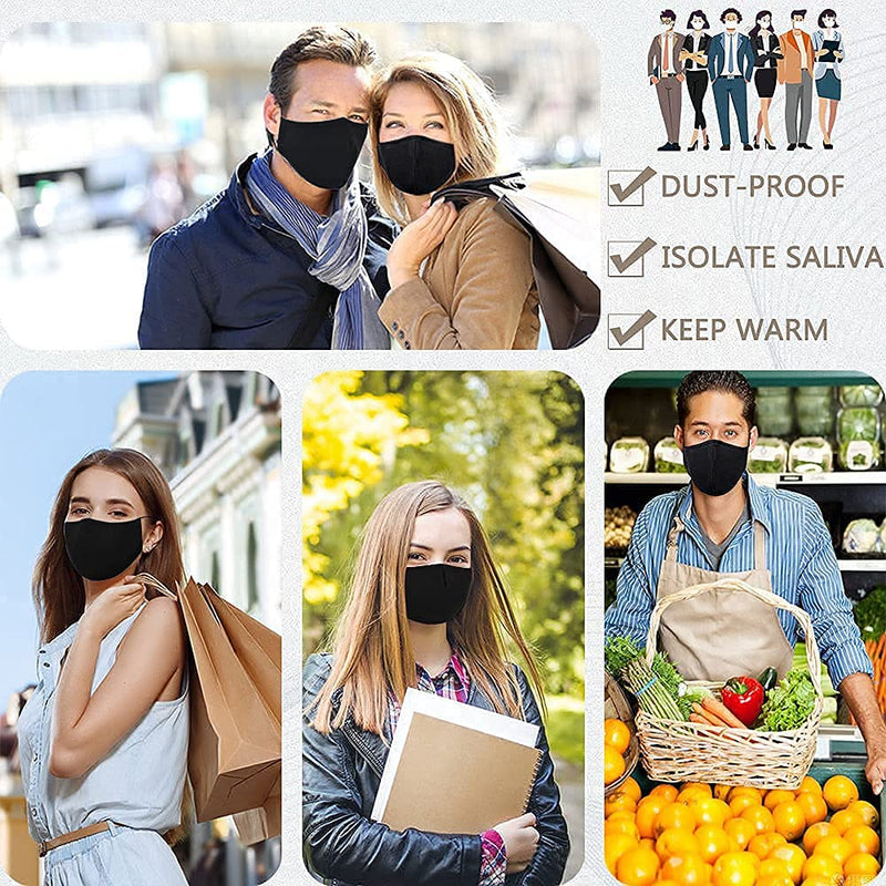 [Australia - AusPower] - Black Reusable Breathable Cloth Face Protection，Adjustable Washable Male and Women Fashion Face Protection Cover 10pcs 