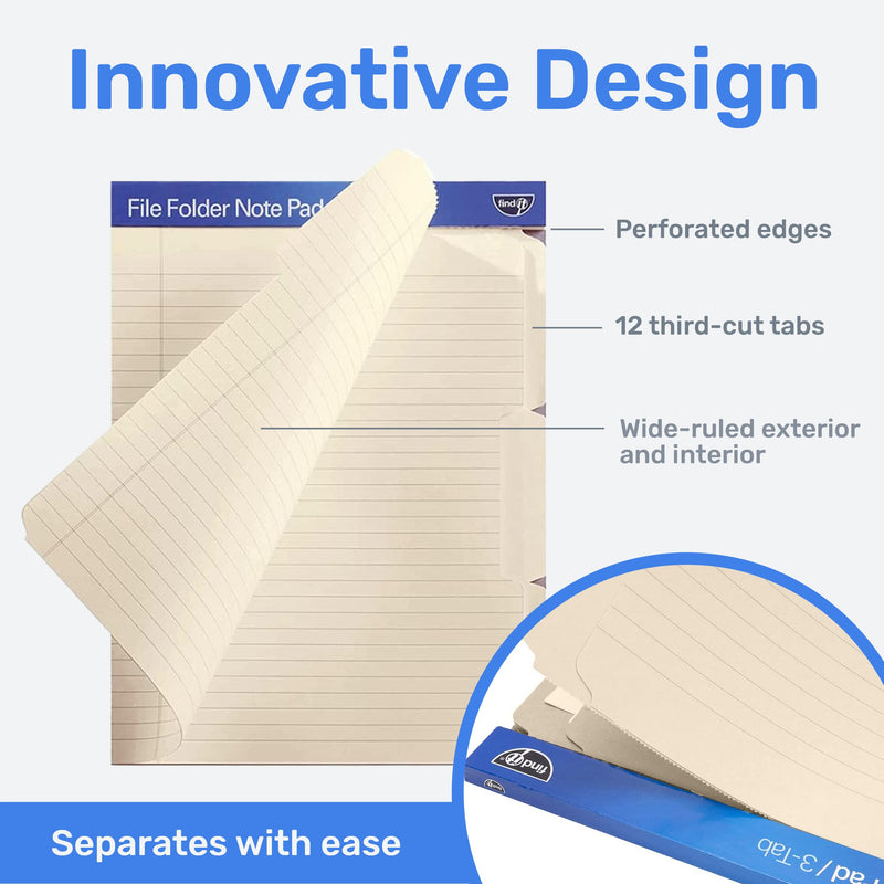 [Australia - AusPower] - Find It File Folder Notepad - Pack of 12 - 9.5 x 12.5 Inch Notebook Organizer Folders for Filing, Document, and Clipboard Organization - Manila 12 Folders 