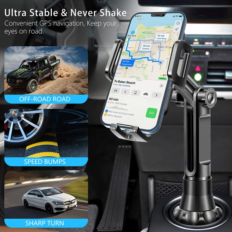 [Australia - AusPower] - Car Cup Holder Phone Mount JC1 Pro Ver. Adjustable Long Pole Automobile Cup Holder Smart Phone Cradle Car Mount for iPhone 11 Pro/XR/XS Max/X/SE/8 Plus/6s/Samsung Galaxy S20+/Note 10/S9/S7 Edge(Black) 