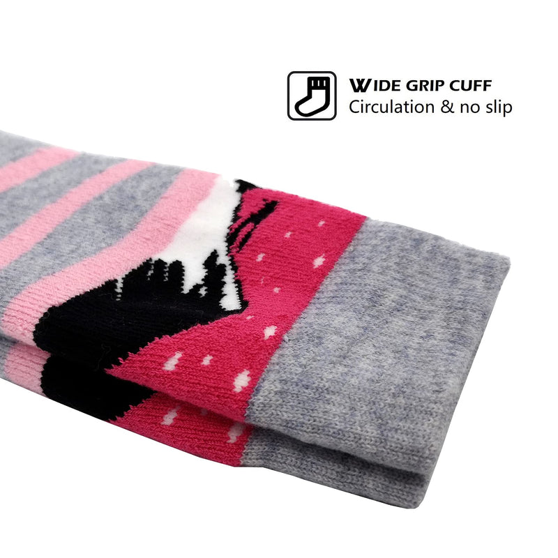 [Australia - AusPower] - HIGHCAMP Kids Merino Wool Ski Snowboard Socks Boy Girl Toddler Winter Snow Socks- 2 Pairs Medium Alps Pink 
