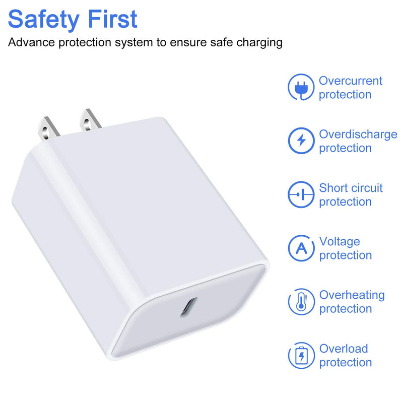 [Australia - AusPower] - USB C Wall Charger, 20W PD Fast Charger Box Brick Power Adapter Wall Plug Compatible with iPhone XR,SE,13 Pro/Mini,12 Pro Max,11;Samsung Galaxy S22,S21FE 5G,A13 5G,S21+,A52,Z Fold 3,S20,Note 20,10,A12 White 