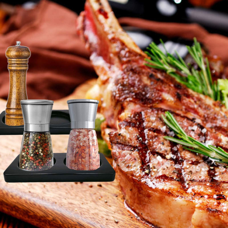 [Australia - AusPower] - Salt and Pepper Mill Tray, Pepper Salt Mill Tray, Wood Tray Black 