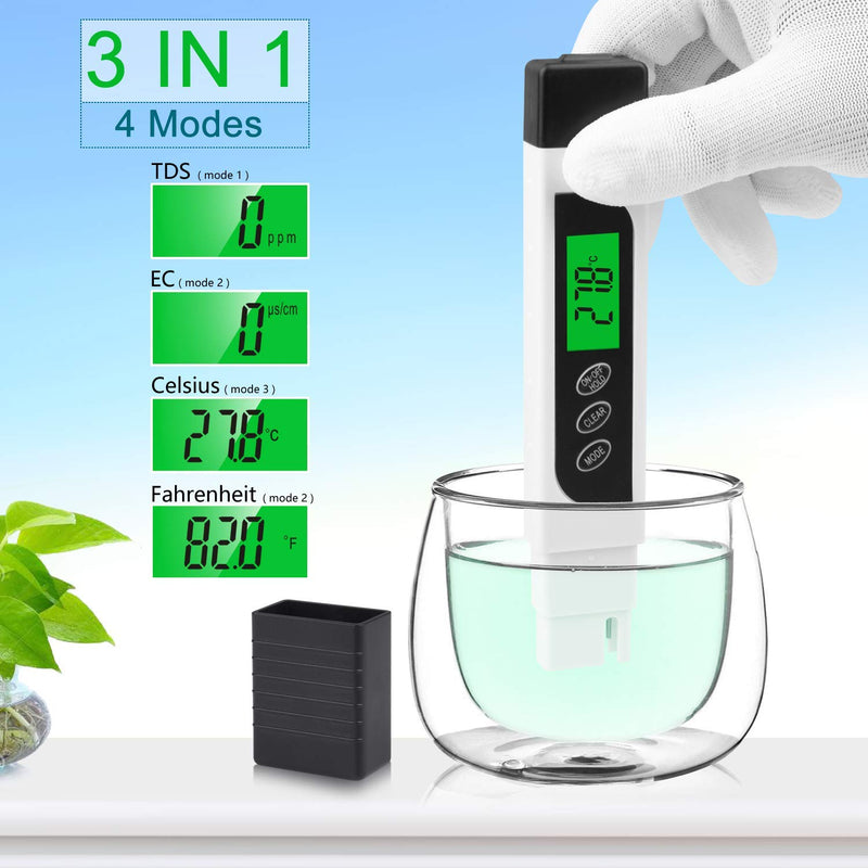 [Australia - AusPower] - TDS Meter Digital Water Tester, KINCREA 3-in-1 TDS, EC & Temperature Meter with Case, 0-9999 ppm, Professional Water Quality Tester for Drinking Water, Aquarium and More JR021 portable 