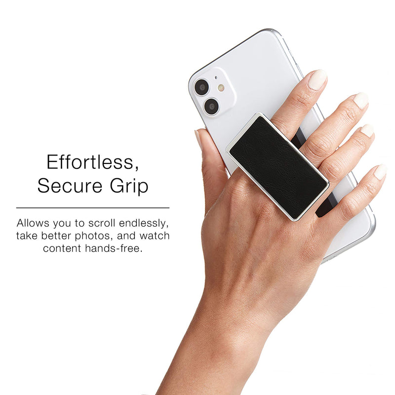 [Australia - AusPower] - HANDL New York HANDLstick Black and Chrome Professional Leather Collection Grip and Stand for Smartphone 
