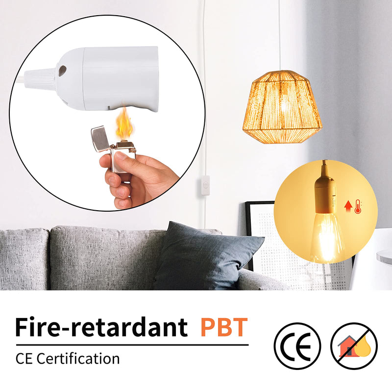 [Australia - AusPower] - DiCUNO Hanging Lantern Extension Cord Cable, E26/E27 Pendant Light Socket On Off Inline Cord Switch Control Lamp, Switch Close to Polarized Plug, 13 Feet, White, 1-Pack 13ft - White 