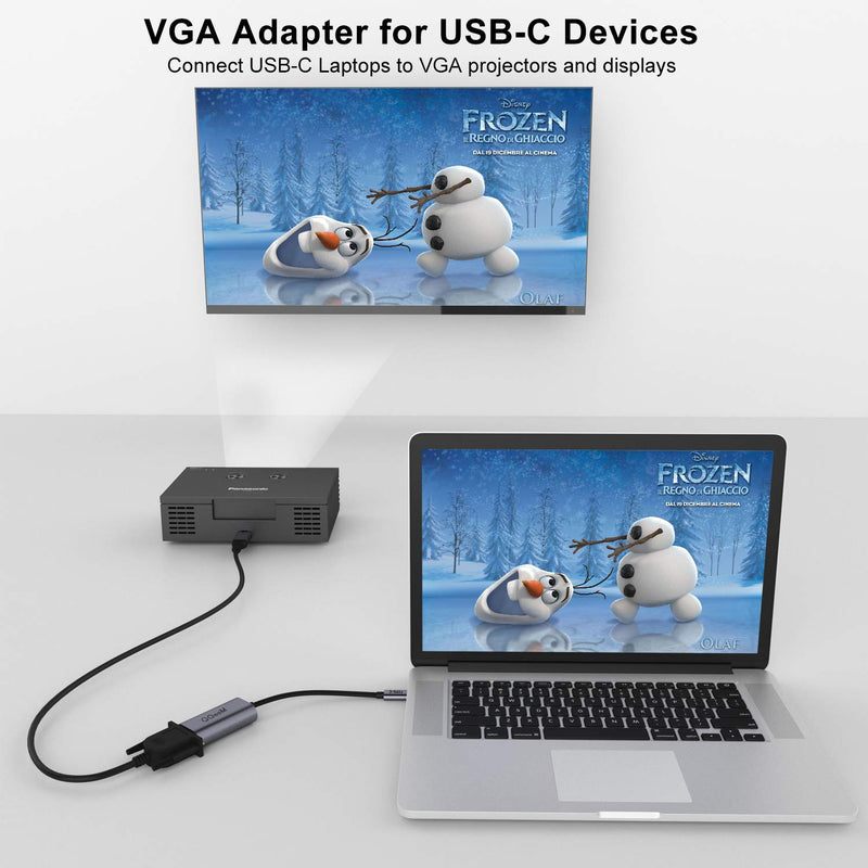 [Australia - AusPower] - USB C to VGA Adapter Cable,QGeeM VGA to USB Type C Adapter [Compatible Thunderbolt 3] Compatible with MacBook Pro 2019/2018/2017 MacBook Air/iPad Pro 2019/2018,Dell XPS,Surface Book,S10,VGA to USB C 