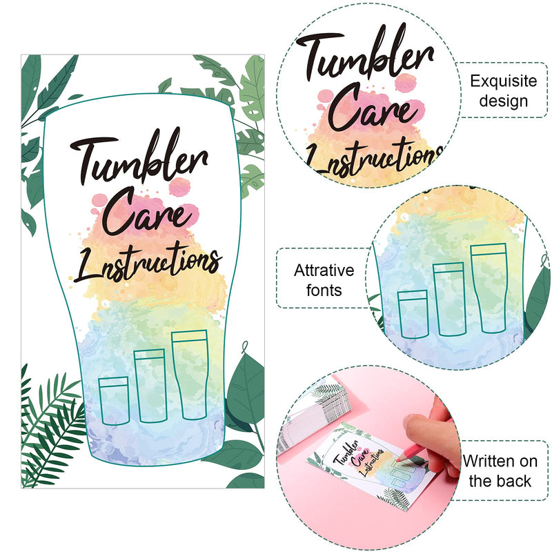 [Australia - AusPower] - 200 Pieces Tumbler Care Instructions Cards Cup Mug Care Instructions 3.5 x 2 Inch Packaging Customer Direction Card for Tumbler, Cup, Mug Small Business Online Shop Owner 