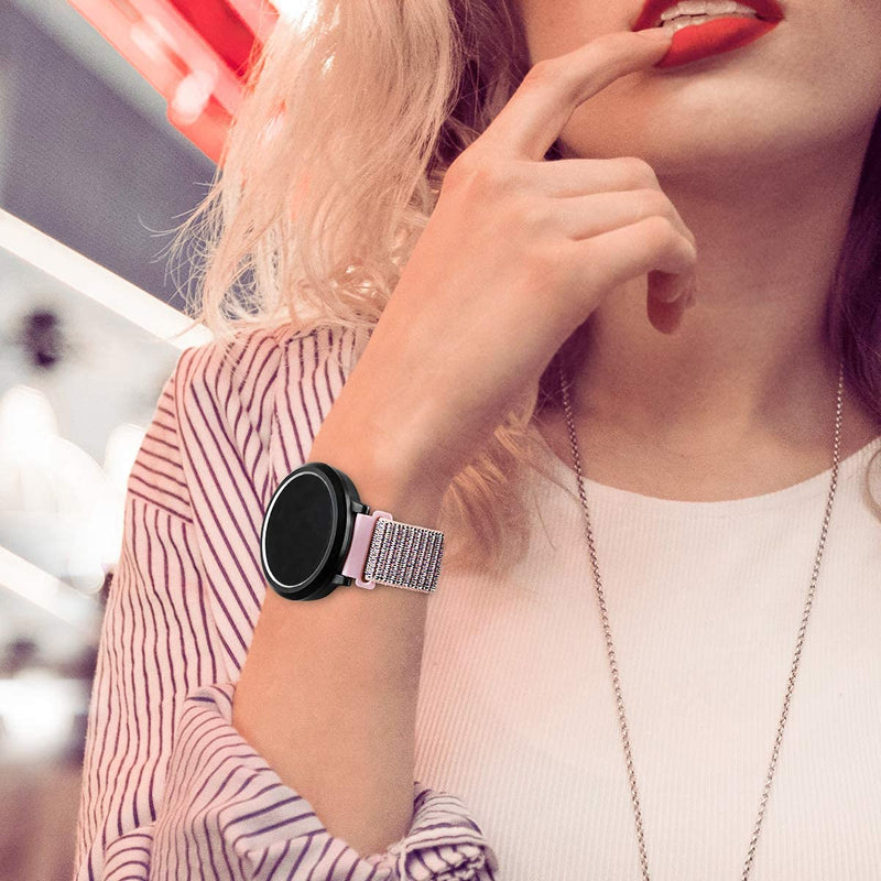 [Australia - AusPower] - Lomet 20mm Nylon Watch Bands Compatible for Samsung Galaxy Watch 42mm/Samsung Active 2 44mm 40mm/Gear S2 Classic/Garmin Vivoactive 3 Nylon Replacement Sport Strap 2-Pink sand+Dragon Fruit 