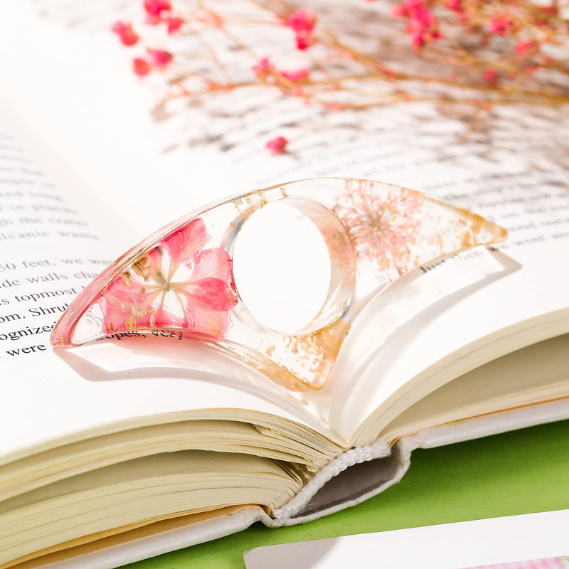 [Australia - AusPower] - 4 Pieces Dried Flower Resin Book Page Holder Thumb Book Page Holder Homemade Thumb Ring Page Holder Personalized Flower Resin Page Holder Reading Book Accessories for Book Lovers (Arch Style) Arch Style 