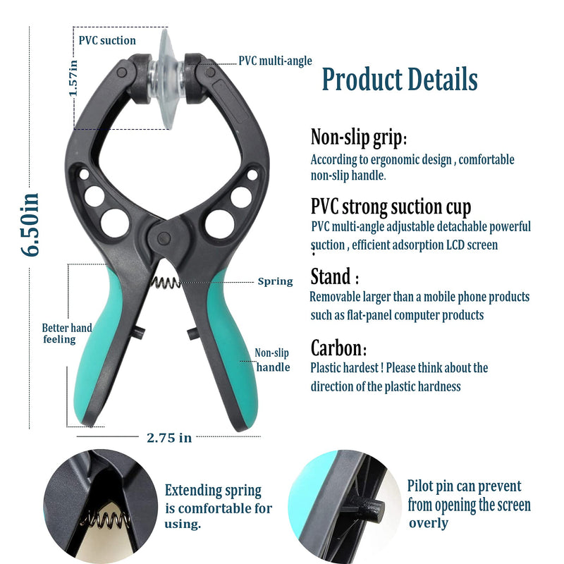 [Australia - AusPower] - 5pcs Electronics Screen Opening Pry Tool Suction Cup Pliers Cleaning Repair Kit W/Metal Spudgers Clean-Cloth Brush LCD Screen Opener for iPhone Samsung Huawei and Other Phones, Tablets,Computers as show 