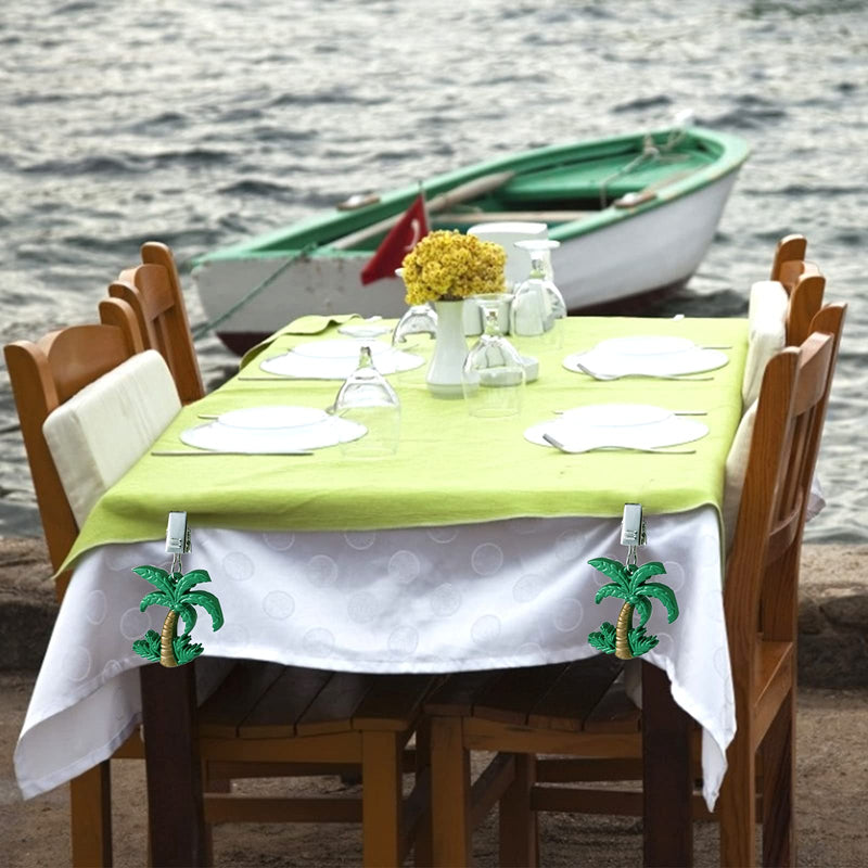 [Australia - AusPower] - ZOOFOX Set of 8 Table Cloth Weight, Table Cloth Holder with Clip Hanger, Vintage Table Cloth Cover Pendants for Home, Garden, Party, Wedding, Picnic and Camping ( Coconut Palm ) 