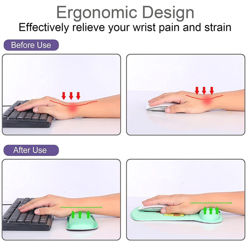 [Australia - AusPower] - Keyboard Wrist Rest Pad and Ergonomic Mouse Pad with Wrist Support Gel Set, Non-Slip Rubber Base, Cute Mouse Pad for Easy Typing & Pain Relief, for Gaming, Computer, Office -Avocado O-Avocado 