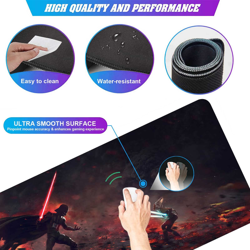 [Australia - AusPower] - XXL Mouse Pad Ahsoka-Tano Vs Vader,Extra Large Gaming Mousepad Laptop Desk Mat,Non-Slip Rubber Base,Stitched Edges,Smooth Fabric,Computer Keyboard & Mice Combo Pads for Office Game 31.5x15.7 80x40 Ahsoka Tano Vs Vader 