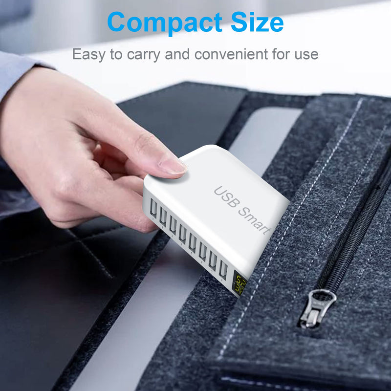 [Australia - AusPower] - USB Charging Station, Ziwodiv 8-Port 60W/12A USB Charger Station, Multi Ports USB-A Charging Hub with LED Display, Compact Desktop Charger for Multiple Devices, iPhone iPad Samsung Android and Tablet 