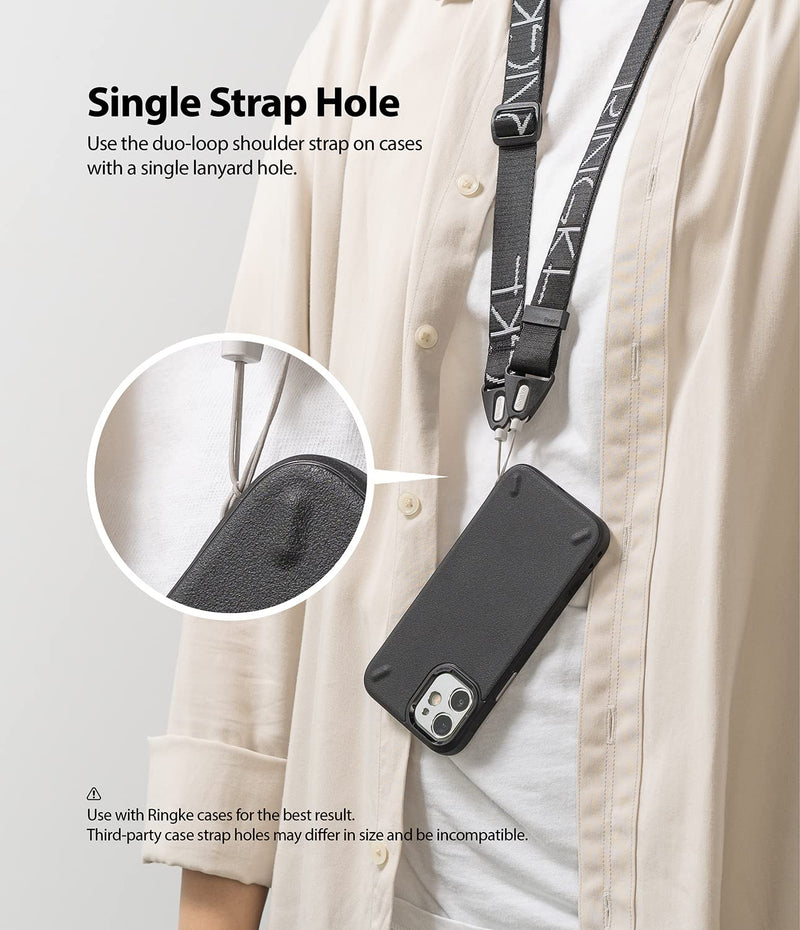 [Australia - AusPower] - Ringke Lanyard Shoulder Strap Designed for Cell Phone Cases, Keys, Cameras & ID QuikCatch Adjustable Crossbody, Neck Strap String - Lettering Black 