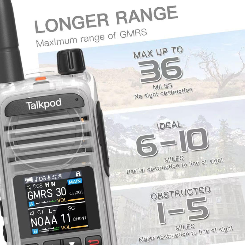 [Australia - AusPower] - Talkpod A36Plus GMRS Radio HAM Walkie Talkie 512 Channel, 5W Output, AM AIR VHF UHF 7-Band Receive (Crystal) 