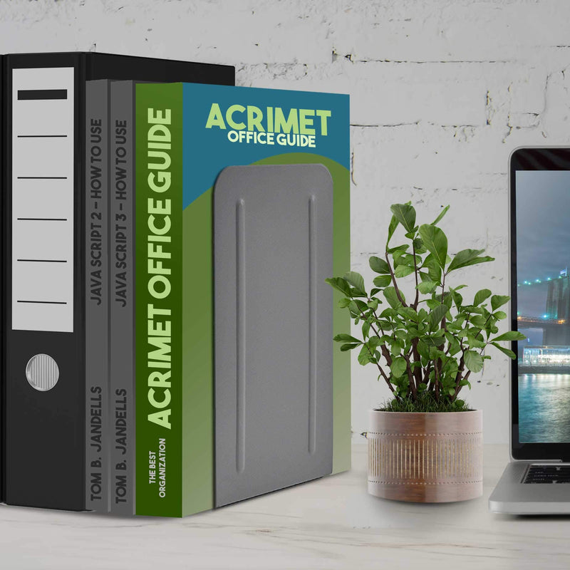 [Australia - AusPower] - Acrimet Jumbo Premium Metal Bookends 9" (Heavy Duty) (Silver Color) (1 Pair) 