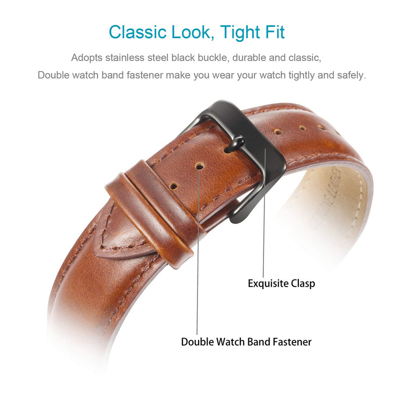 [Australia - AusPower] - Leather Bands Compatible with Galaxy Watch 46mm and Galaxy Watch 3 45mm, Soft and Durable Genuine Leather Strap with Quick Release for Samsung Smart Watch, Brown 