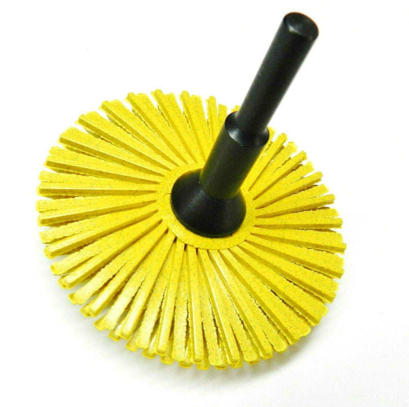 [Australia - AusPower] - Radial Bristle Disc 3" Yellow 80 Grit with 1/4" Mandrel 2 Brushes and Arbor Set by Jets 