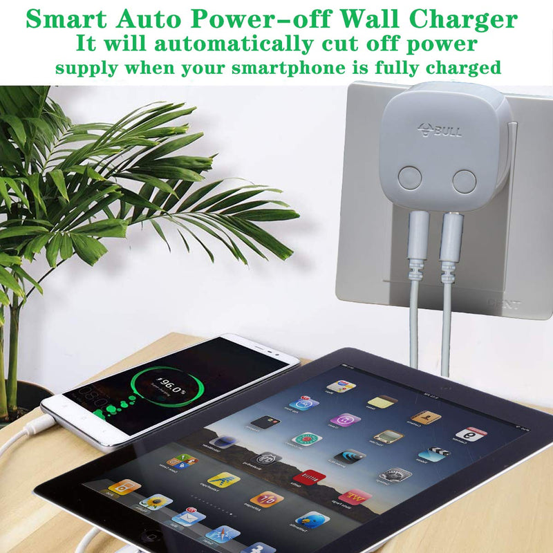 [Australia - AusPower] - Dual USB Wall Charger Plug Adapter, BULL USB Charger Cube Plug Block,USB Charging Block Auto Shut Off Foldable Charger for Multiple Devices Ivory 