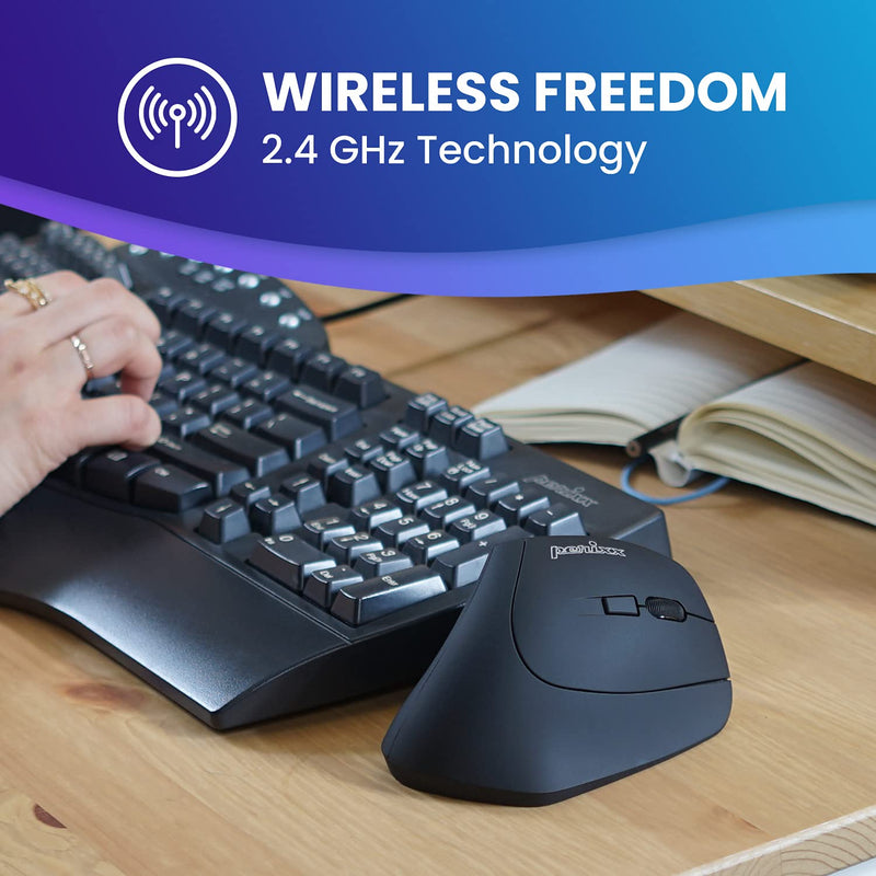 [Australia - AusPower] - Perixx PERIMICE-715II Wireless Ergonomic Vertical Mouse - 2.4 G - 800/1200/1600 DPI - Right Handed Natural Ergonomic Vertical Design 