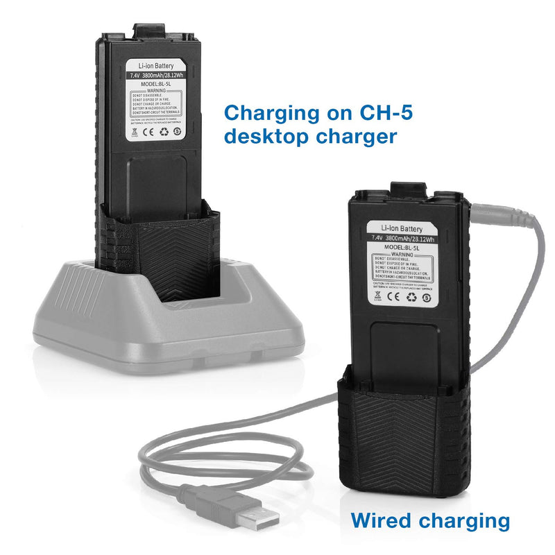 [Australia - AusPower] - BAOFENG BL-5L 3800mAh Extended Battery Compatible with UV-5R RD-5R UV-5RTP UV-5R Plus, Original Pack, Black 
