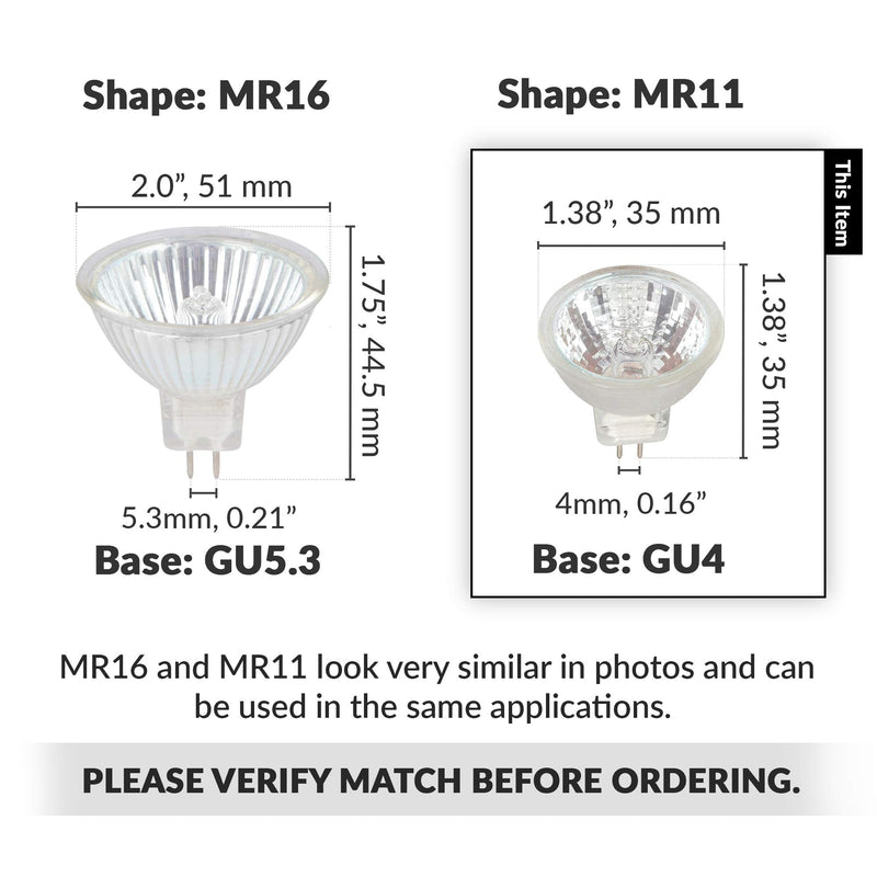 [Australia - AusPower] - Simba Lighting 10 Watt 12 Volt MR11 Halogen Spotlight Bulbs (2 Pack) 2-Pin 110lm 30° Beam Angle for Accent, Track Light, and Fiber Optics, GU4 Bi-Pin Base, Glass Cover, Warm White 2700K Dimmable 