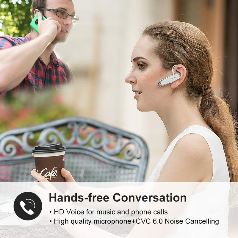 [Australia - AusPower] - [2 Pack] New bee Bluetooth Earpiece V5.0 Wireless Handsfree Headset 24 Hrs Driving Headset 60 Days Standby Time with Noise Cancelling Mic Headsetcase for iPhone Android Laptop Truck Driver(White) White 