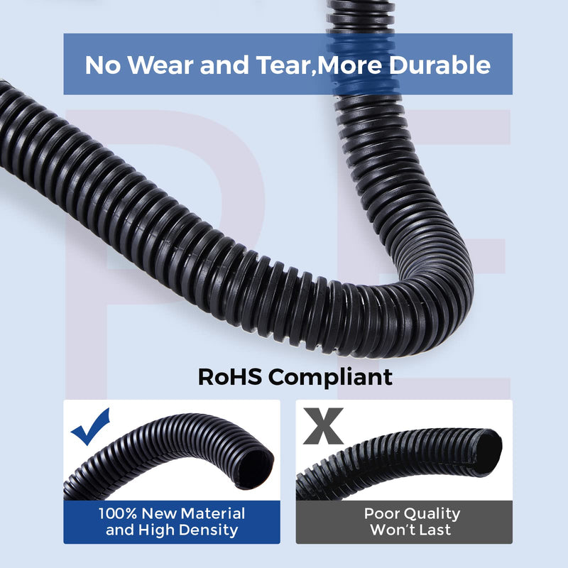 [Australia - AusPower] - YCLYC Cable Management, 10ft 1/2â€ Wire Loom Tubing Cord Protector, White Cable Sleeve Wire Wrap, Cord Wrap for Computer Cord Organizer, Office, Home, ect 1/2"-10ft 