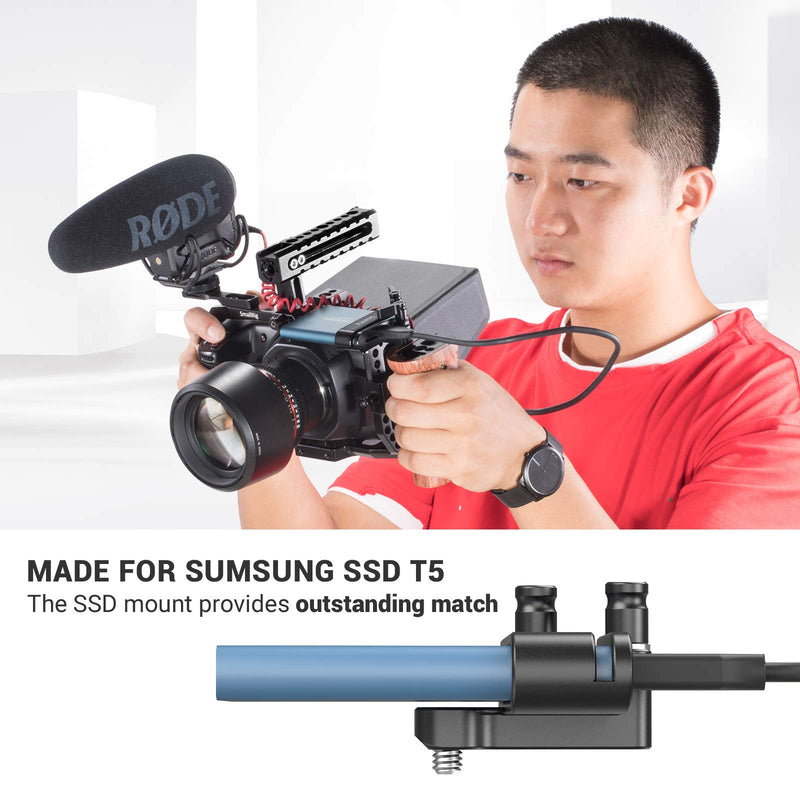 [Australia - AusPower] - SMALLRIG Mount Bracket SSD Holder for Samsung T5 SSD with 1/4”-20 Threads, Compatible with SMALLRIG Cage for BMPCC 4K & 6K and Z CAM (New Version) – 2245B For 4K & 6K Cage 