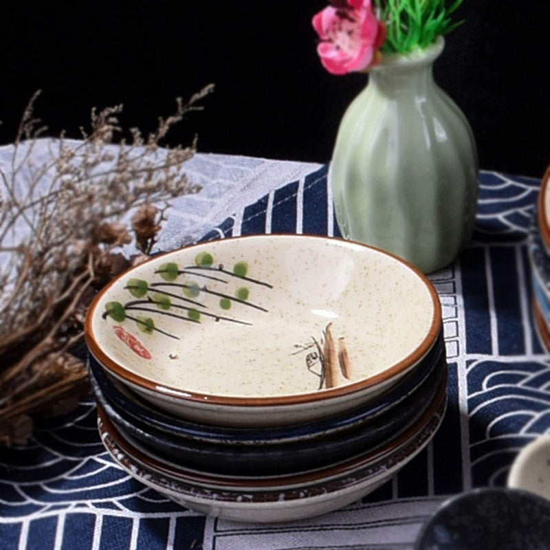 [Australia - AusPower] - Side Dishes set of 5, Japanese Retro Porcelain Side Dish Bowl Seasoning Dishes Soy Dipping Sauce Dishes 