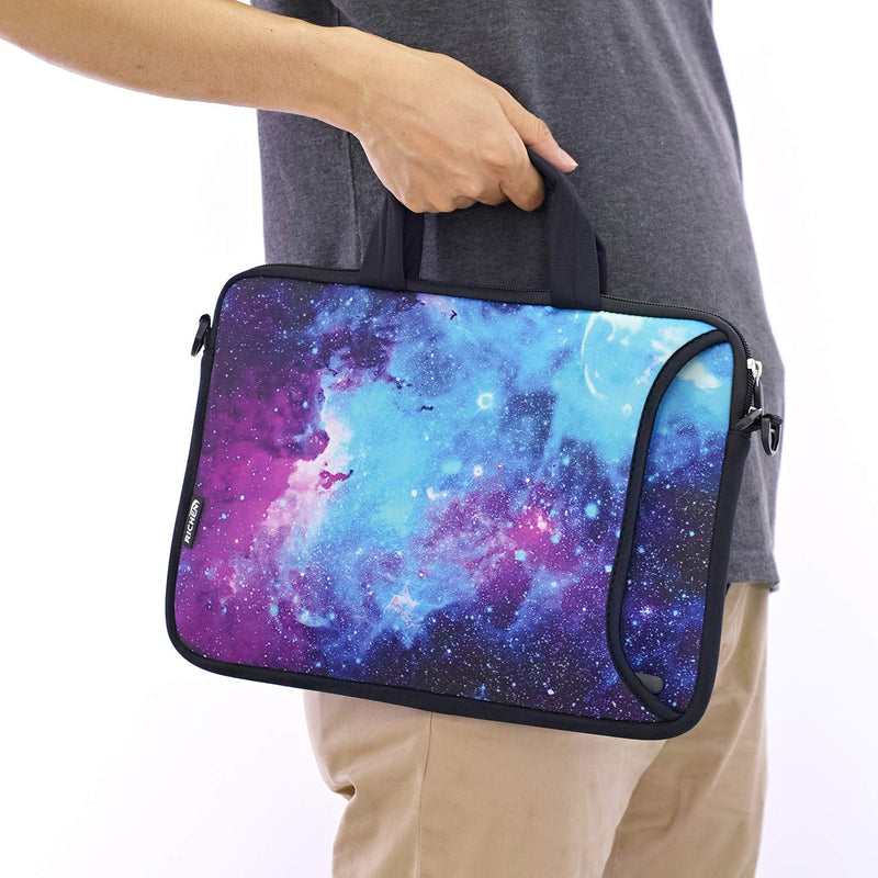 [Australia - AusPower] - RICHEN 14 15 15.4 15.6 inch Laptop Shoulder Bag Messenger Bag Case Notebook Handle Sleeve Neoprene Soft Carring Tablet Travel Case with Accessories Pocket (14-15.6 inch, Galaxy) 14-15.6 inch 