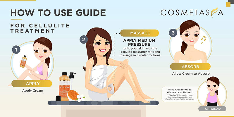[Australia - AusPower] - Cosmetasa Hot Cream Massage Gel with Massager Mitt- Natural and 87% Organic Cellulite Cream - Multi Use, Skin Toning Cream, assists in Pain Relief for Joints and Muscle Sores - 8.8 Oz 8.8 Ounce (Pack of 1) 