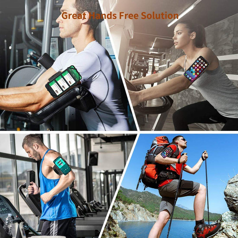 [Australia - AusPower] - GLBSUNION Running Armband 360° Rotatable Detachable Cell phone Arm band Holder with Key/Earphones/Card Holder for iPhone 12 11Max XR XS X 8 Pro Plus Galaxy Note HTC LG Moto Pixel UP to 6.7” in Jogging Black 