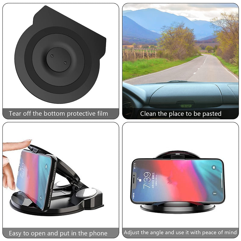 [Australia - AusPower] - TIANLI Cell Phone Holder for Car, Reusable Silicone Car Dashboard Holder Mount for Cell Phone Washable Sticky Gel Phone Stand Automobile Cradles Compatible with iPhone, Android, Black 