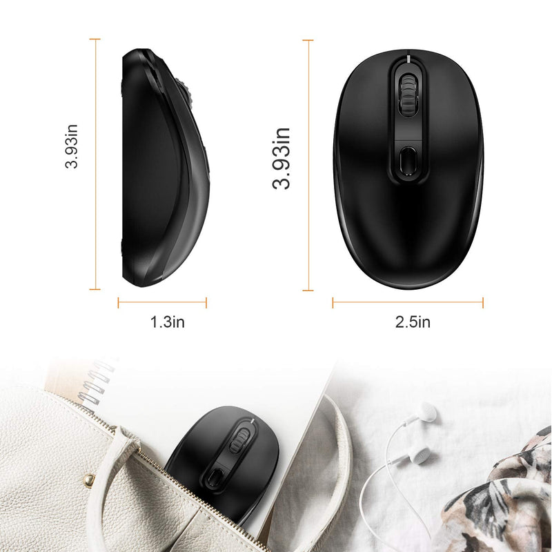 [Australia - AusPower] - AHGUEP Wireless Mouse, 2.4G Silent Cordless Mouse 3 Adjustable DPI Portable Computer Mobile Optical Noiseless Mice with USB Nano Receiver for Laptop, PC, Tablet, Mac, Notebook (Black) Black 